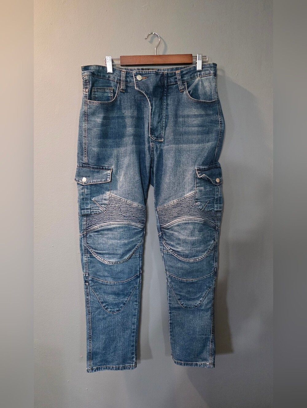 Winx Wheels RideReady Padded Denim Cargo Moto Pants Mens 34x30